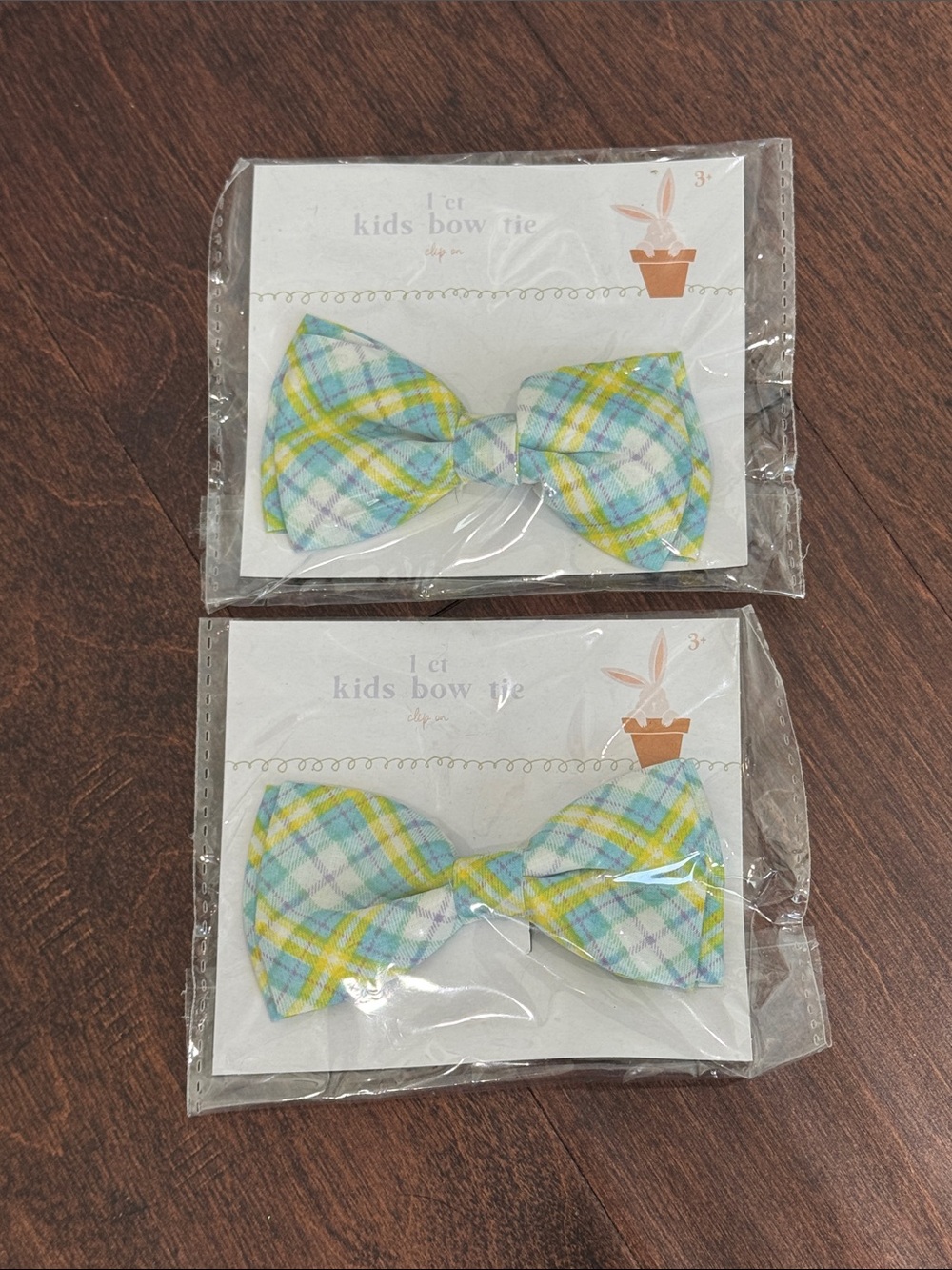 Toddler Boys Plaid Bow Tie Clip-on Blue Yellow White Coordinating Set